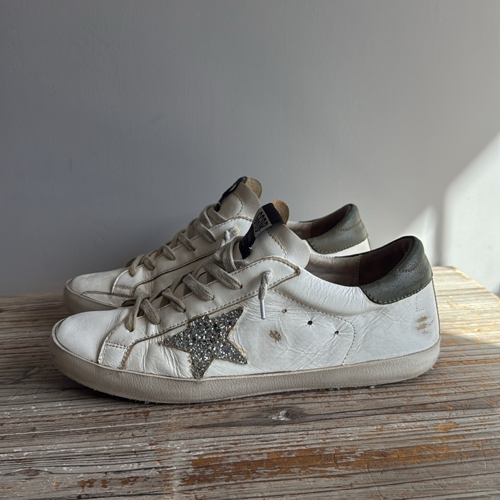 Golden Goose Green With Grey Glitter Star Size 41 - Picture 2 of 13